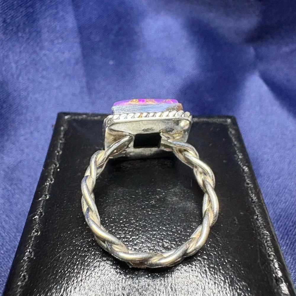 Ring Purple Mojave Turquoise Square 925 Sterling Silver Southwestern - Picture 5 of 10